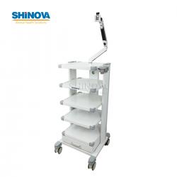 Endoscopy Trolley for Veterinary Laparoscopy System with Adjustable Monitor Arm